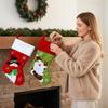 Christmas stockings old man snowman elk brown linen plaid Christmas gift stockings decorative candy bag