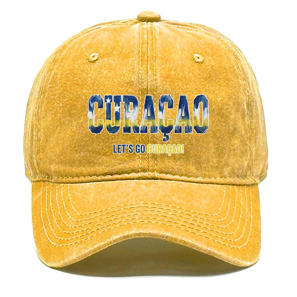 Бейсболка Snapback с принтом флага "Кюрасао" "Вперед, Кюрасао", Регулируемая Бейсбольная Кепка Ретро Спортивная Винтажная Повседневная Кепка-Папа