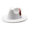 Men'S And Women'S Big Eaves Hat Fashion Feather Wool Jazz Hat British Top Hat