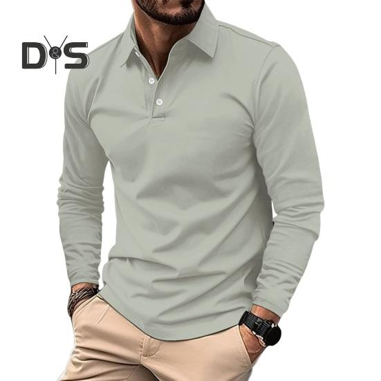 Мужская летняя рубашка на пуговицах с отложным воротником, пуловер с длинными рукавами, средней длины, сплошной цвет, повседневный топ в деловом стиле