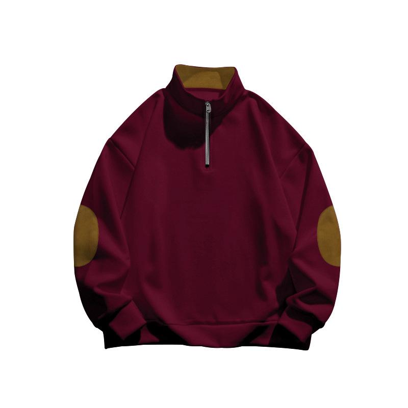 Осенняя толстовка мужская уличная повседневная вышивка цветные блоки воротник стойка длинный рукав толстовка