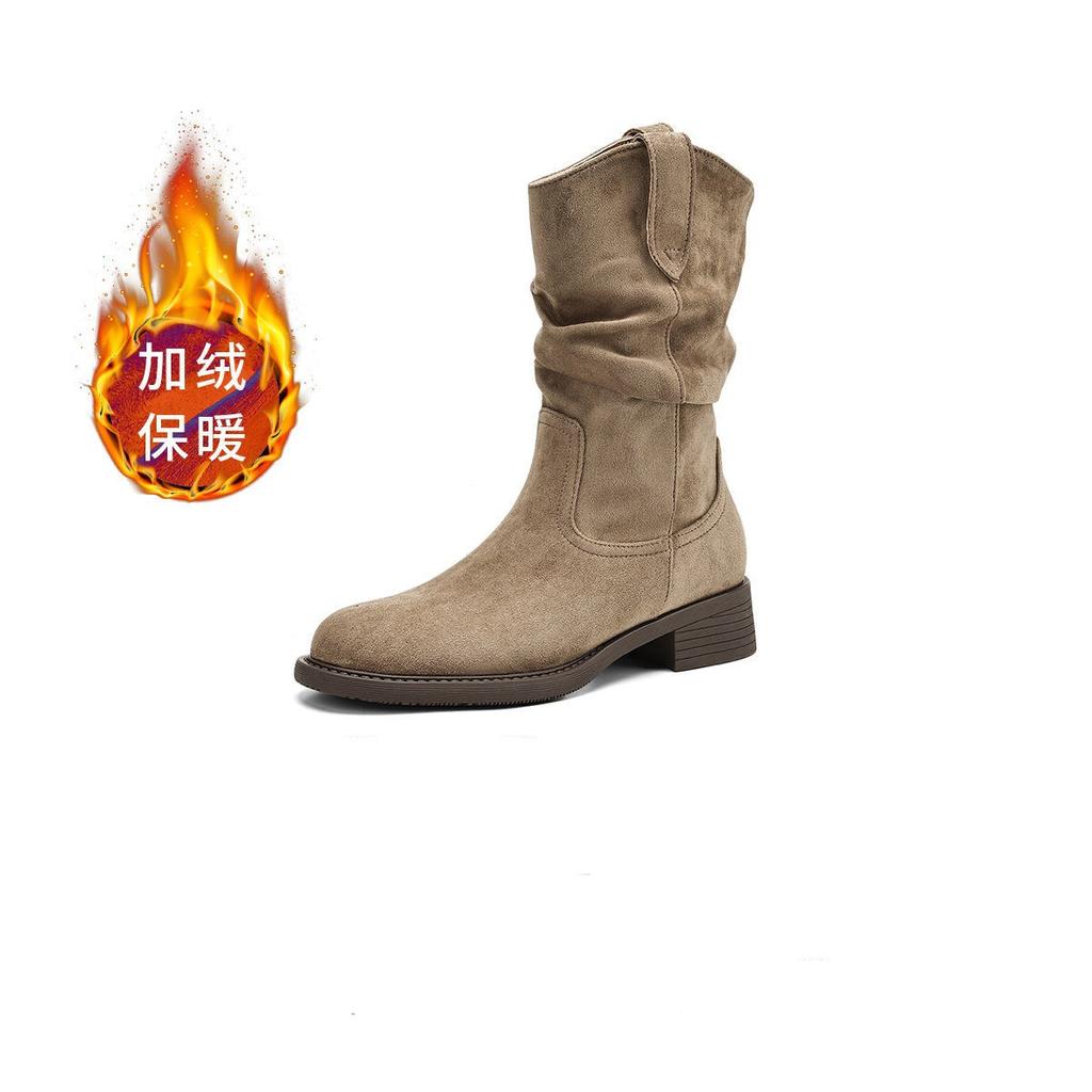 Premium Stacking Boots Women's Medium Tube Autumn Boots New Merad Western Cowboy Boots Knight Martin Boots