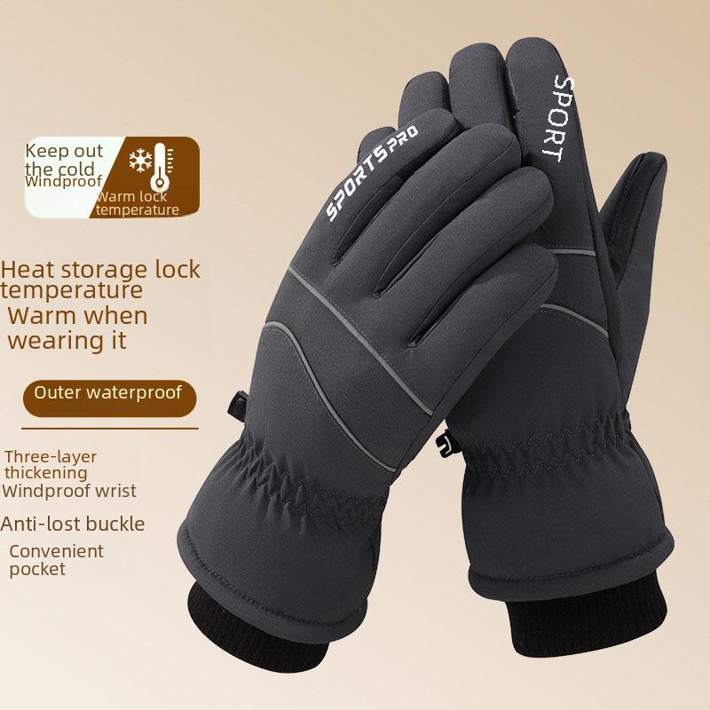Men's Cold-Proof Thick Velvet Windproof Touchscreen Ski & Motorcycle Gloves for Winter Outdoor Activities