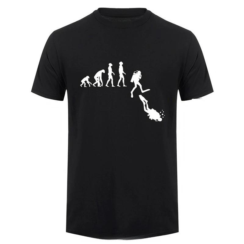 Diving Evolution T Shirt Men Cotton Funny Diver T-shirt Man Clothing High Street Camiseta Basic Tops Fitness T Shirt