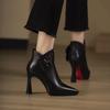 Hot Sale Ladies Shoes Ankle Women's Boots Elegant Modern Boots Women Solid Buckle Zipper Pointed Toe High Heel Female Shoes