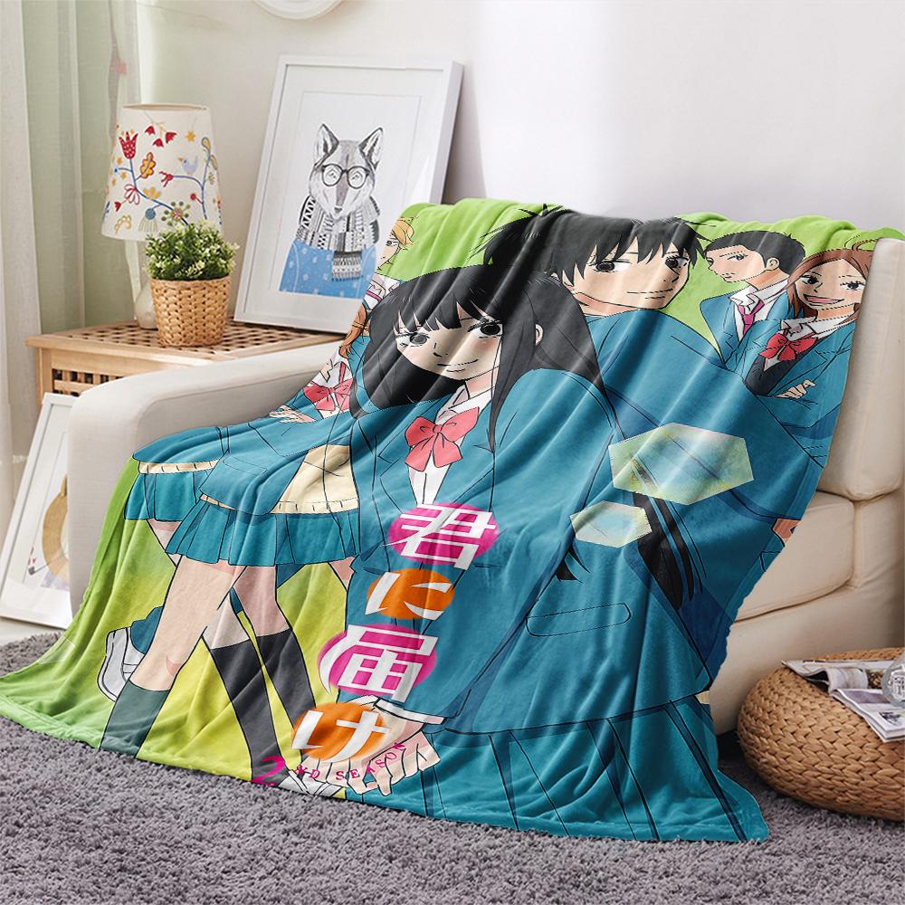 1 шт. Фланелевое одеяло с принтом «Kimi ni Todoke», Высококачественное, Для всех сезонов, Декор для дома, Тепло и уют, Идеально для рождественских подарков