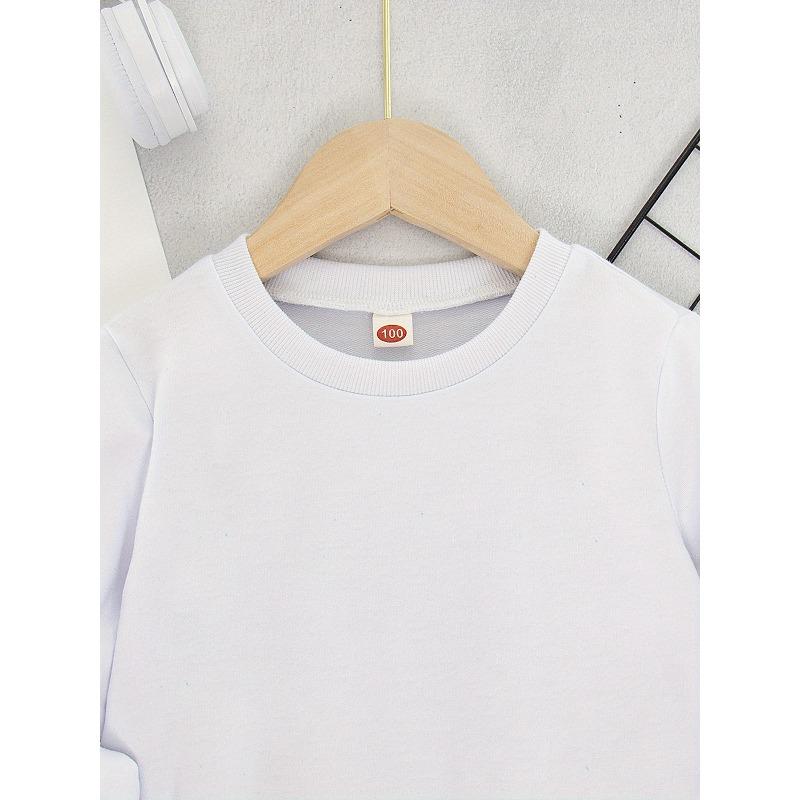 European sizes Kids' Sweatshirt with Fashionable Cartoon Kitten Print, Soft and Comfortable Casual Daily Round Neck Top
