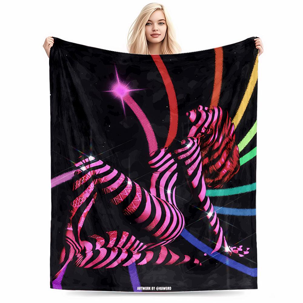 Neon Striped Woman Art Blanket for all seasons blanket lunch break throw gift
