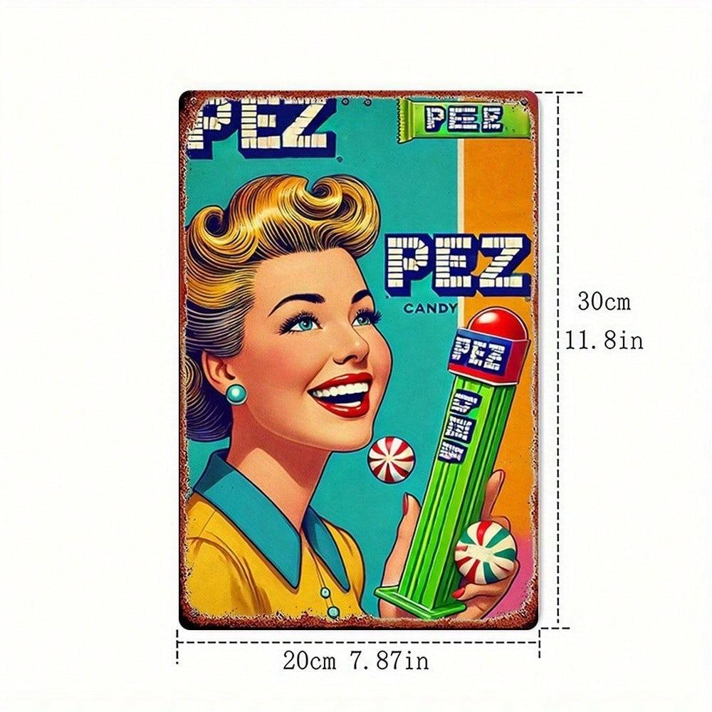 Ретро жестяная вывеска Pez Candy 8x12 дюймов Металлическое настенное искусство Декор для домашнего бара Кафе