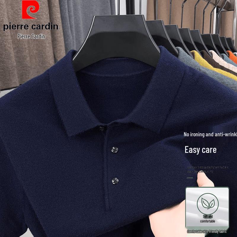Pierre Cardin Мужская однотонная вязаная футболка-поло