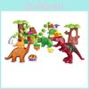 40pcs Dinosaur Paradise Themed Assembly Building Blocks Set Children Puzzle Toys For Creative Kids