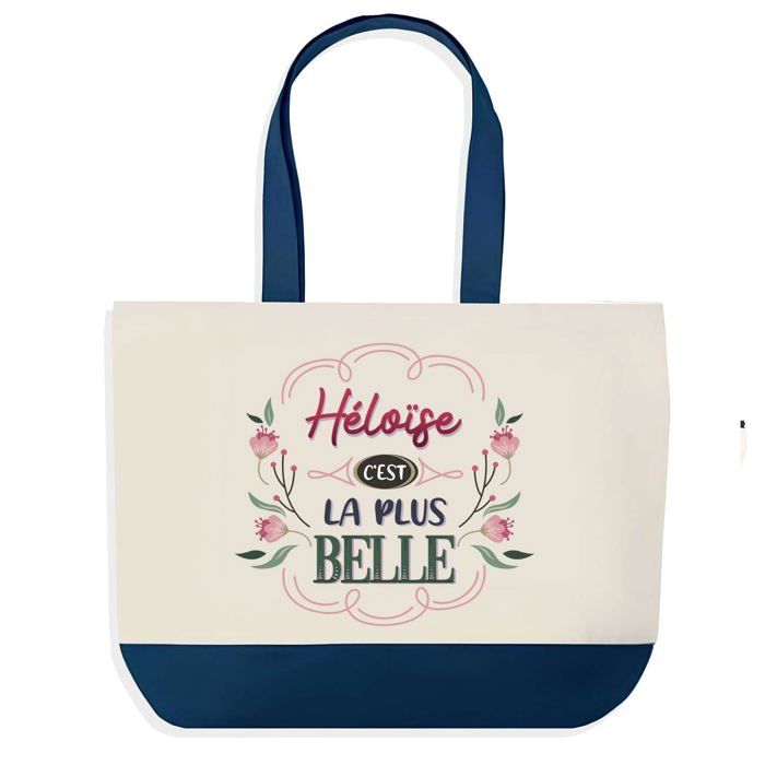 Tote bag - PLANETEE - Héloïse la plus belle - fond bleu - coton 40x45 cm - fabriqué en France