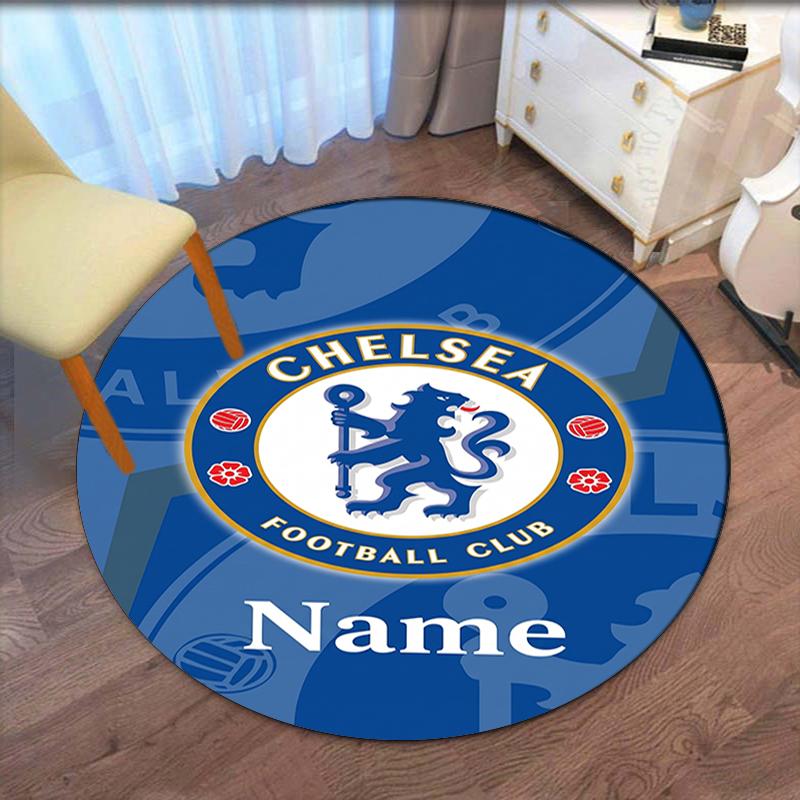 Custom Name Chelsea Football Club Printed Round Rug Carpet Chair Rug Area Rug Entryway Doormats,for Office Chair Living Room Bedroom Kitchen Room.
