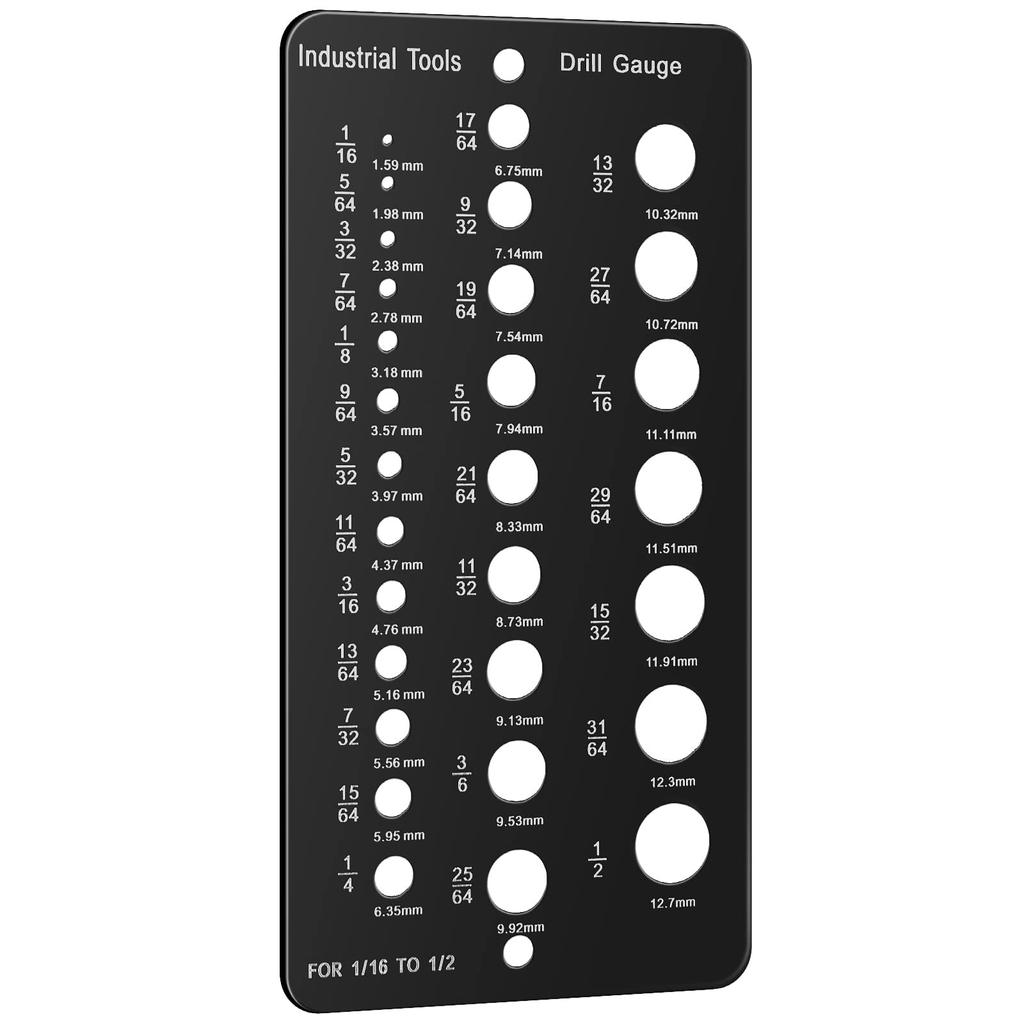 1/16 To 1/2 Inch 29 Hole Steel Drill Bit Gauge