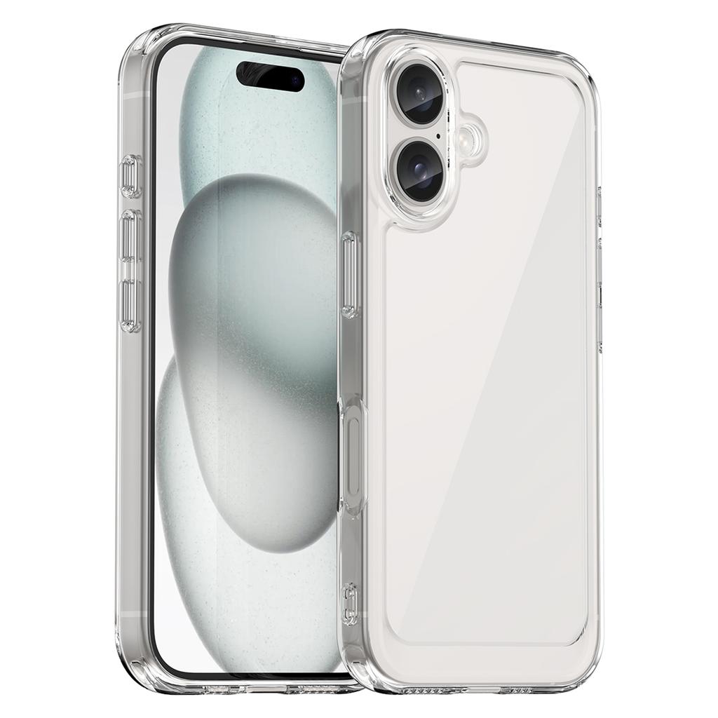 WANLONFENG MF Series for iPhone 16 Case TPU+Acrylic Clear Phone Cover with Tempered Glass Film