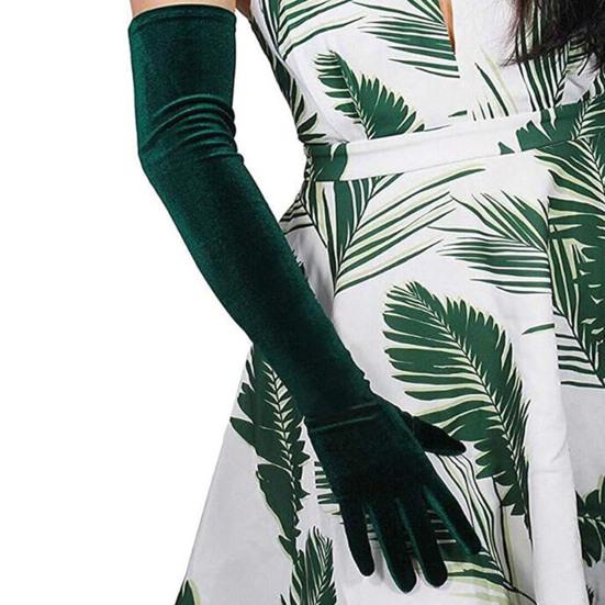 1 Pair Bride Wedding Gloves Golden Velvet Anti-slip Five Fingers Retro Pure Color