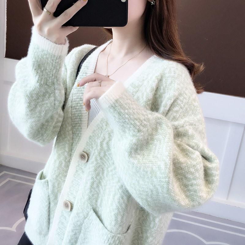 2024 Women's Mink Fleece Knit Cardigan - Loose Fit Sweater for Early Autumn