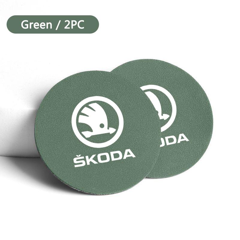 JKFB8 2Pcs Car Auto Cup Holder Anti Slip Coasters Pad Interior Accessories For Skoda Octavia Fabia Superb Yeti Enyaq Rapid Kamiq Karoq