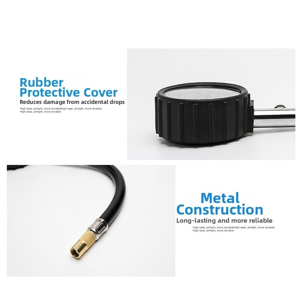 High-Precision Tyre Air Tester Long Tube Pressure Meter Tire Pressure Gauge Vehicle Inspection