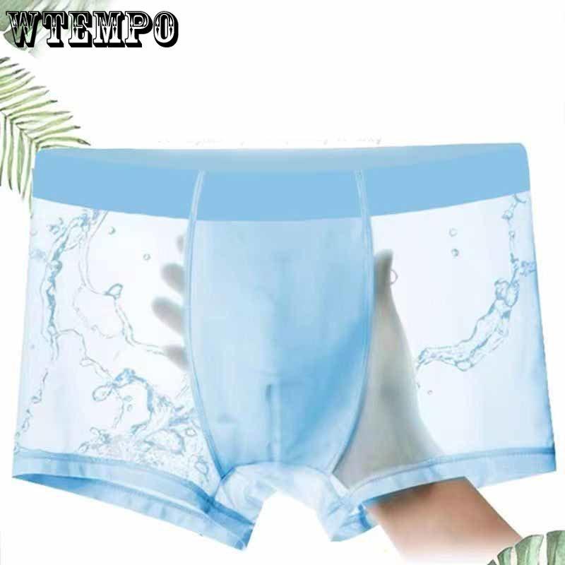1 шт. мужские шорты-боксеры из ледяного шелка, мужские трусы, бесшовное нижнее белье, мужские трусы, ультратонкие дышащие трусы