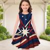 Little Girls Round Neck Sleeveless White Printed A Line Flared Dress