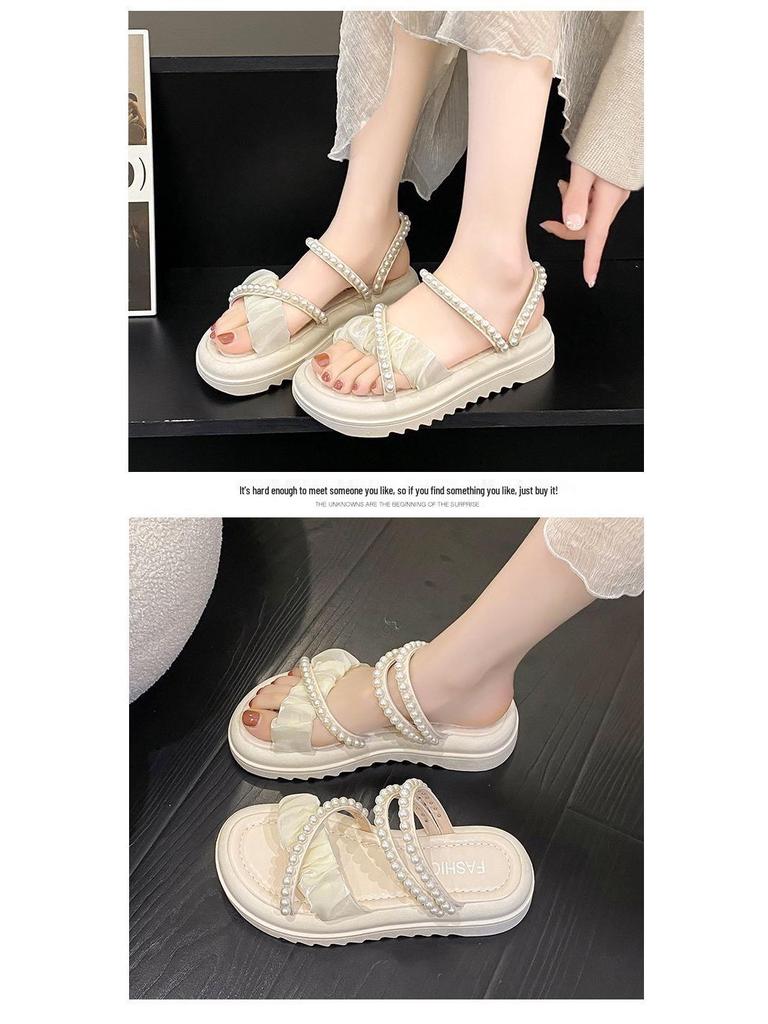 Тенденция 2025 года: Летние жемчужные сандалии и шлепанцы феи на толстой подошве