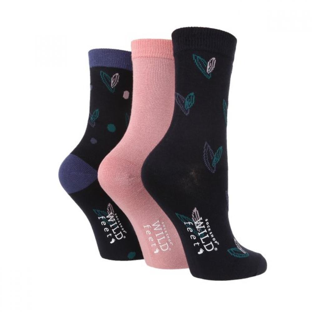 Sock Shop Women S Heart Pattern Bamboo SockS 3 Pair Set K5014lnvyaw22