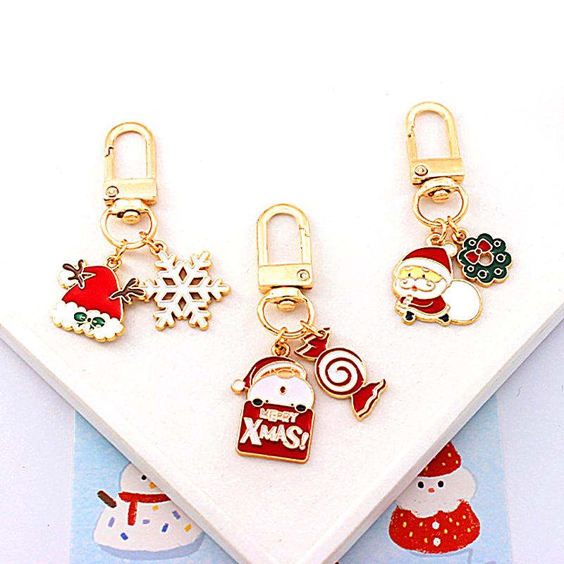 1PC Souvenir Cute Christmas Keychain Elk Santa Funny Cartoon Girls Accessories Friend Women