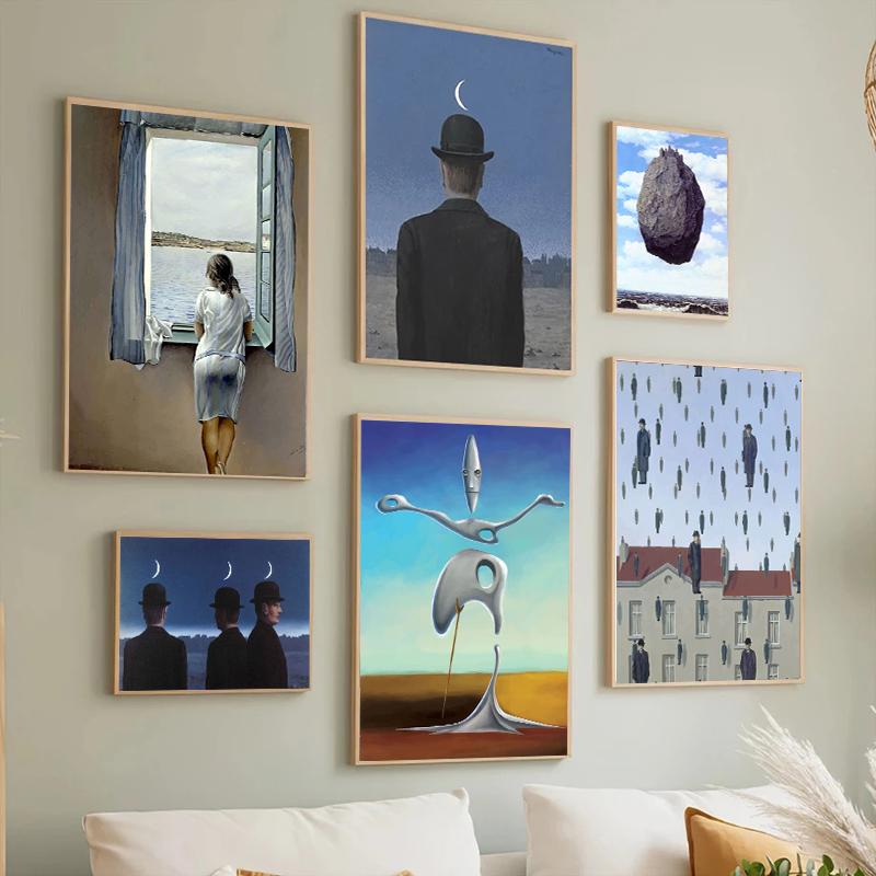 Rene Magritte Canvas Painting Surrealism Classic Artwork Reproduction Posters Print Wall Art Picture Home Decor for Living Room