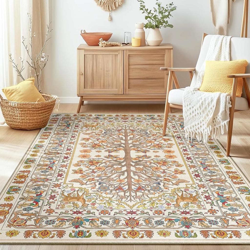 Ковер в гостиную большой машинная стирка коврик с зеленым растительным цветочным рисунком противоскользящий коврик для пола мягкие ковры для спальни винтажный домашний декор