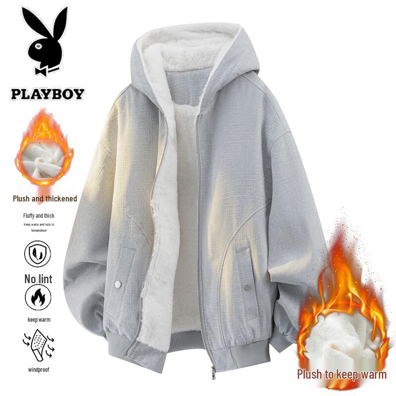 PLAYBOY Мужская зимняя куртка с капюшоном и подкладкой из искусственного меха