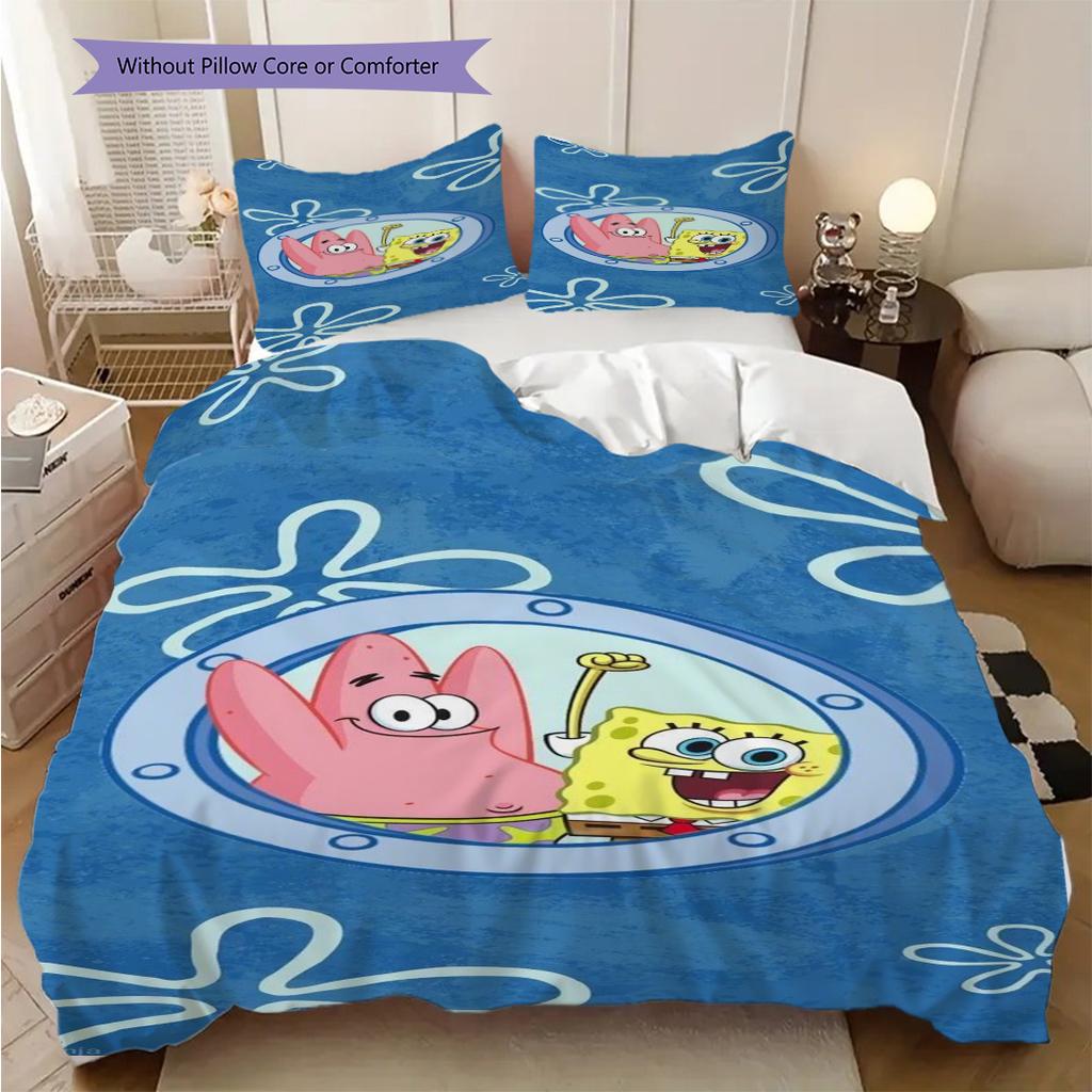 Underwater Adventure Spongebob Friends Threepiece Set 1 Duvet Cover 2 Pillowcase Without Core Bedding Set Soft And Comfortable