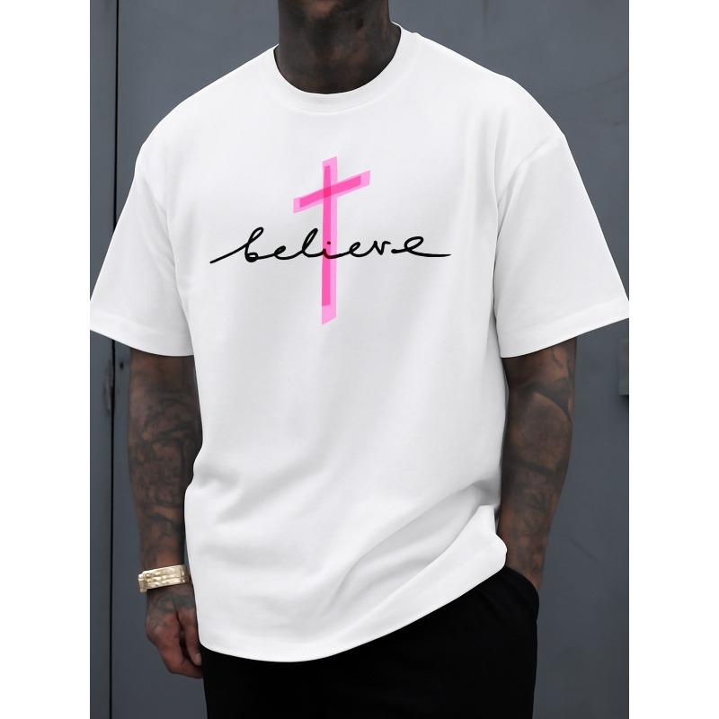 Футболка Believe Cross Tee — это забавный подарок для мужчин, выполненный в стильном белом цвете.. Изготовлена из дышащей ткани, имеет круглый вырез и короткие рукава.