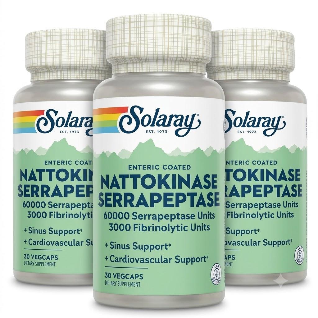 Solaray Наттокиназа Серрапептаза VegCap (30 таблеток)