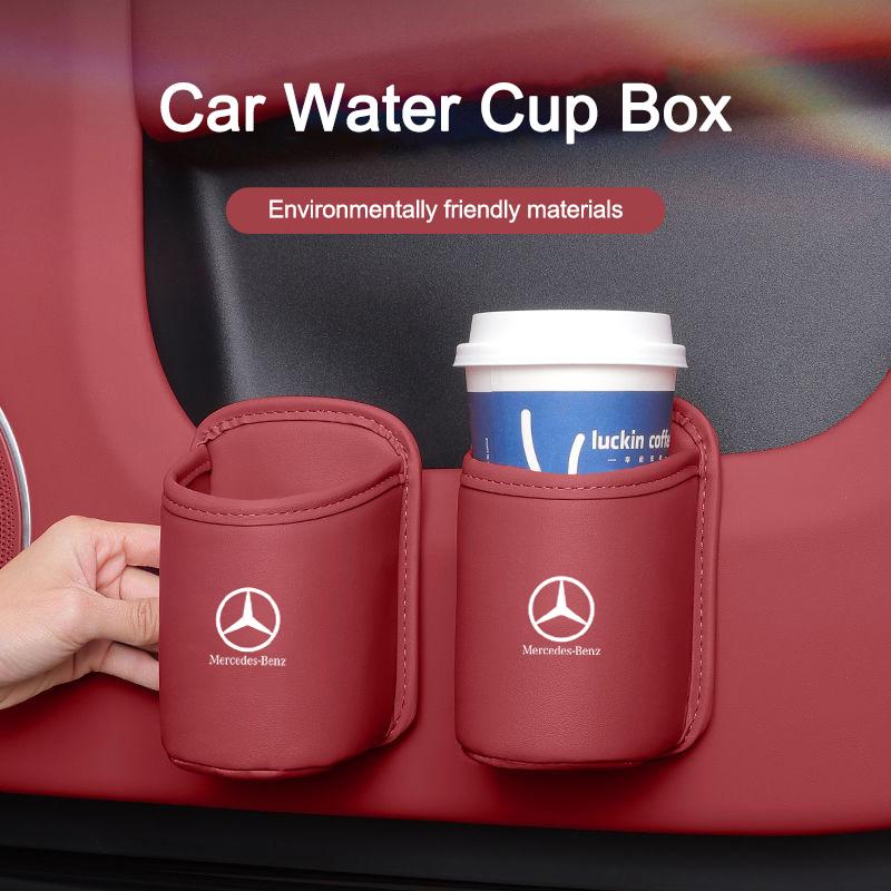 PU Leather Car Rear Seat Water Cup Hanging Storage Box For Mercedes Benz AMG GLC W203 W206 W220 W205 W211 W212 W201 W210 W108 OO5