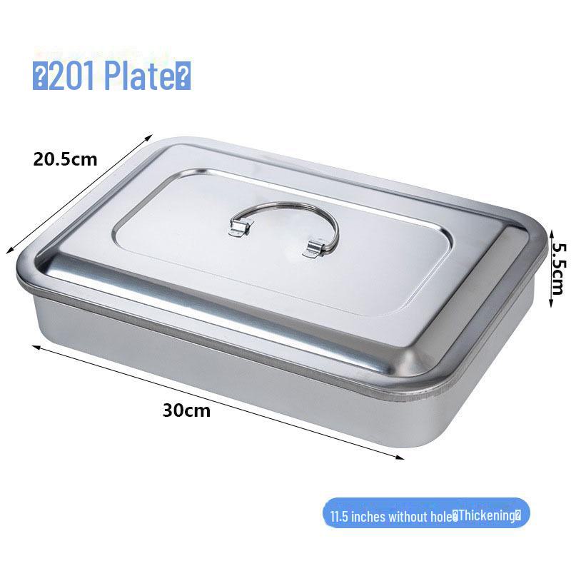 Stainless Steel Disinfection Tray with Holes and Cover, High-Temperature Square Instrument Tray
