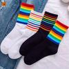1 пара женских весенних и летних чулок из чистого хлопка радужного цвета, удобные, мягкие и впитывающие пот, подарок-сюрприз