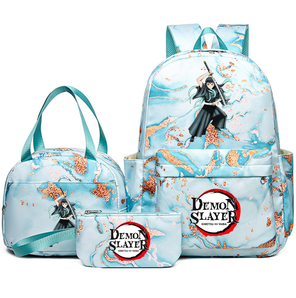 3 шт./комплект Рюкзак с принтом «Клинок, рассекающий демонов» с сумочкой и пеналом для подростка, школьника, девочки, мальчика, большой вместимости, водонепроницаемый, для книг, школьный, дорожный, подарок