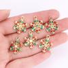 10Pcs Delicate Pearl Zircon Snowflake Pendant Alloy Metal Charms for Diy Jewelry Making Necklaces Earrings Craft Accessories