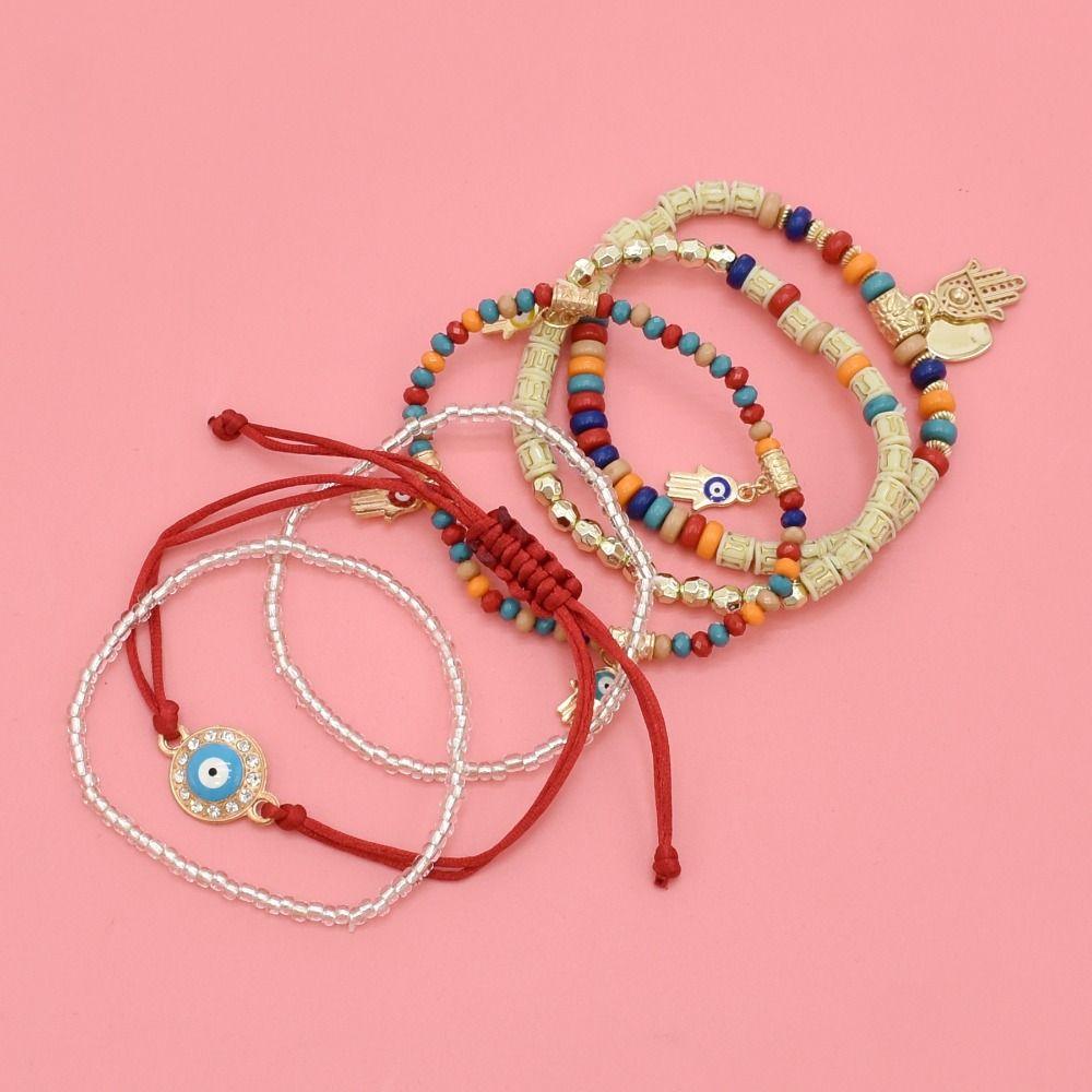 Day Present Demon Eye Woven String Rope Stack Bracelet Couple Hand Rope Bohemia Handmade Bracelet