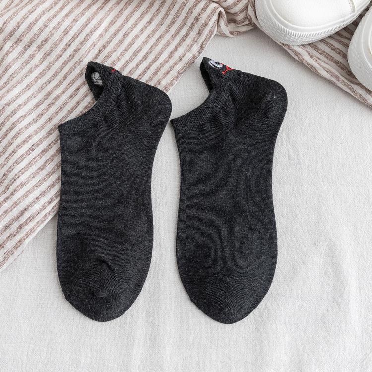 2021 Trendy Cartoon Couple Boat Socks with Funny Embroidered Smiley Faces