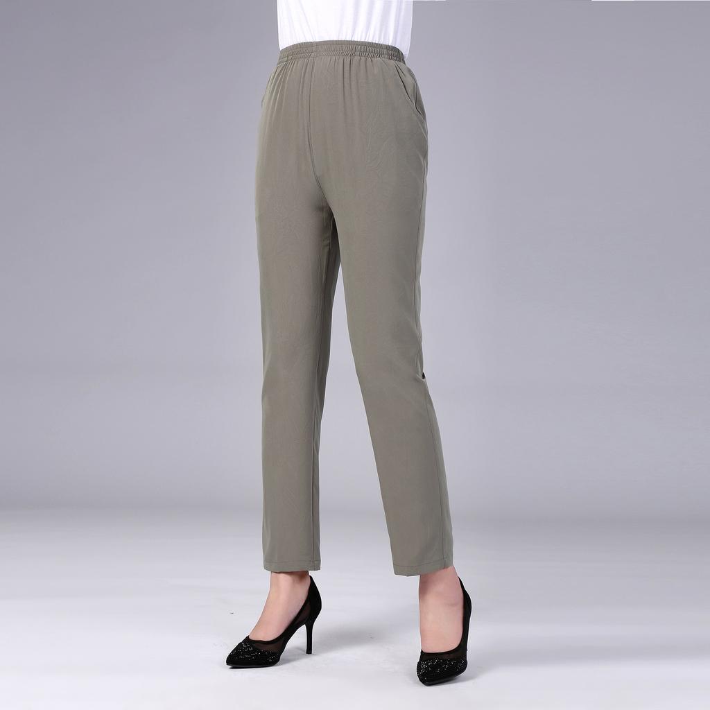 Fashion Women'S High Waist Elastic Deep Straight Pants Casual Pants