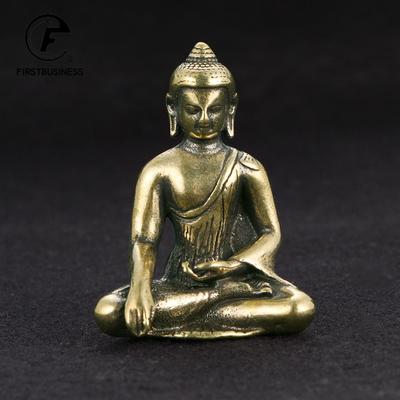 Медная Миниатюрная Фигурка Будды Шакьямуни Статуэтка для Декора Дома Латунная Скульптура Настольное Украшение для Офиса Автомобильные Украшения Аксессуары