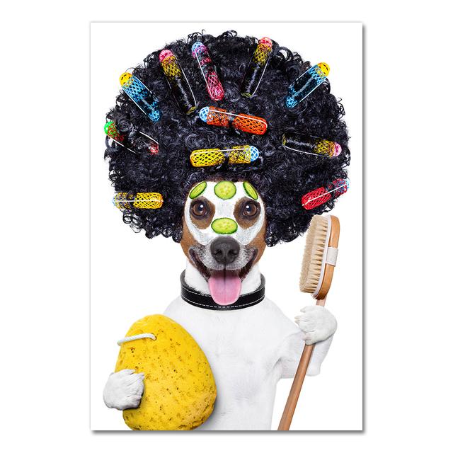 Скандинавский стиль, туалетная собака, газета, постер с животными, забавная мультяшная картина, украшение для детской комнаты, художественный декор, холст, картина без рамки