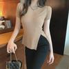 2024 Summer Trendy Slim Black Side-Slit T-Shirt - Women's Chic Short-Sleeve Top