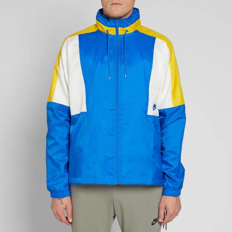 Nike Вышитый логотип, цветной блок, регулируемый шнурок с капюшоном, повседневная спортивная куртка, мужская куртка синего цвета AQ1890-403