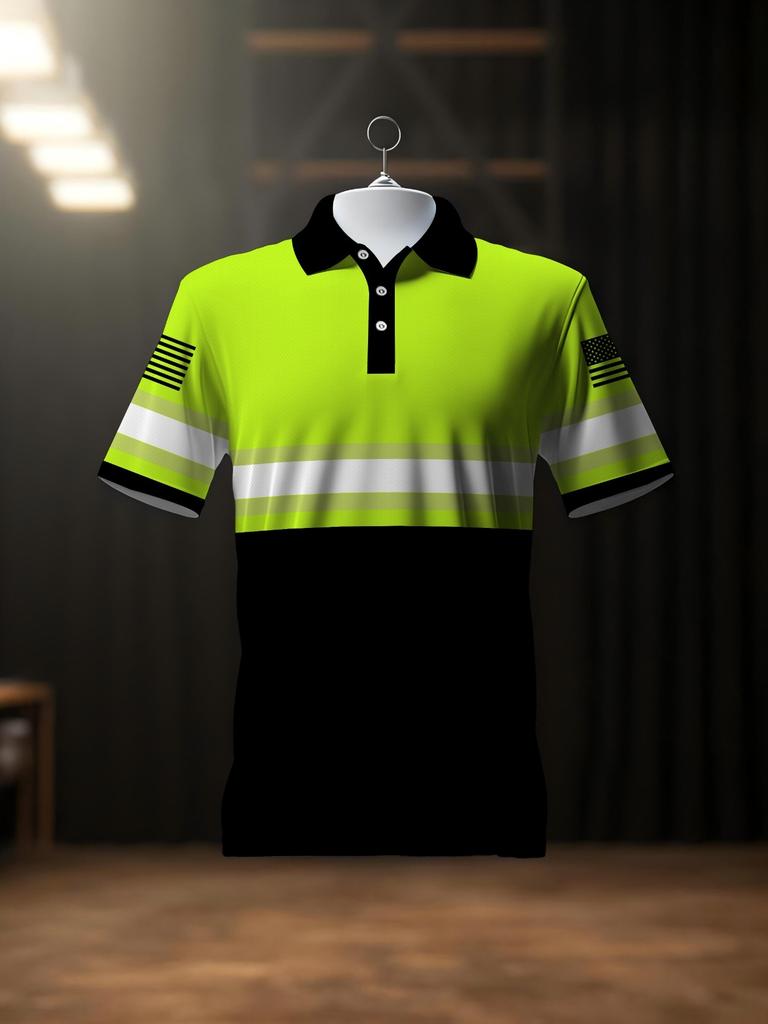 Men's Color-Block Striped Short-Sleeve Lapel Golf Shirt, Casual Style with Slight Stretch, Regular Fit Summer Top, Summer Golf Shirt
