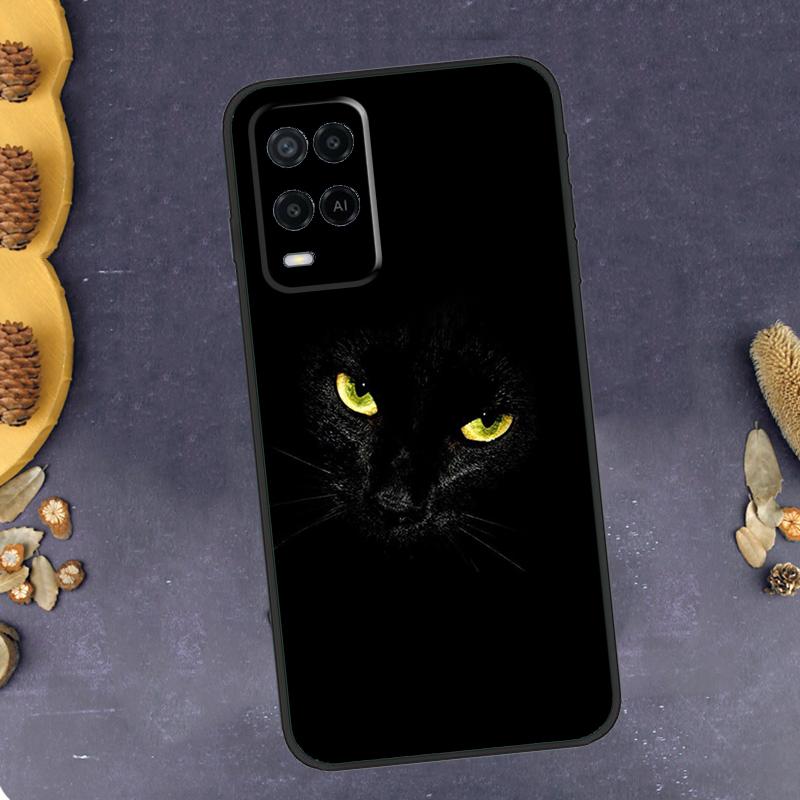 Black Cat Staring Eye Phone Case For Oppo A78 A38 A58 A74 A15 A80 A60 A40 A94 A54 A98 A18 A16 A76 A96 A17 A77 A57S