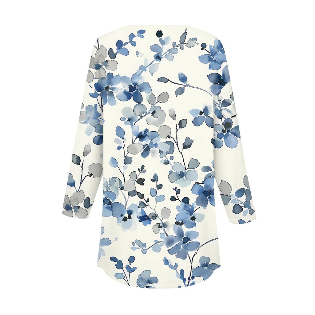 Рубашки с рукавом 3/4 для женщин, модные, повседневные, с круглым вырезом, с принтом, футболка, топ