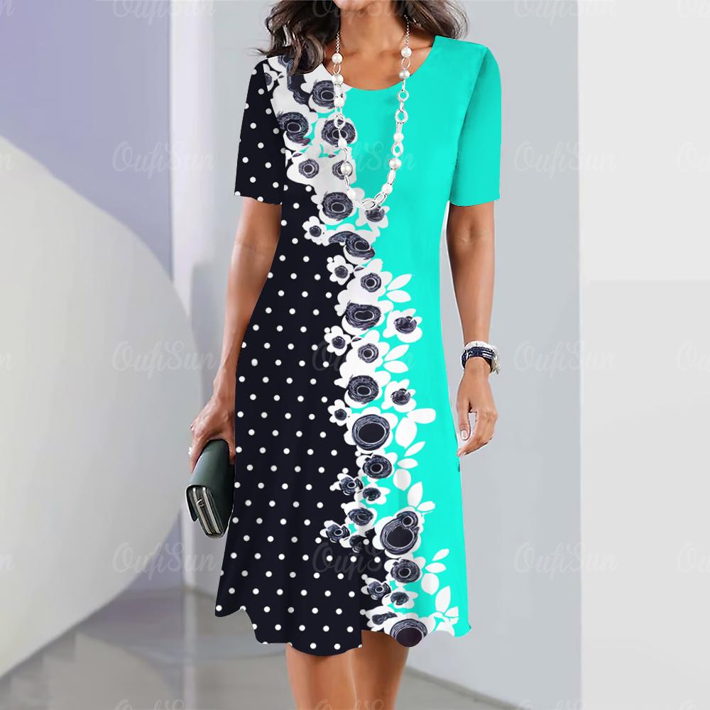 Винтажные женские платья с цветочным принтом в стиле пэчворк, элегантные повседневные платья с коротким рукавом, свободные, большие модные платья